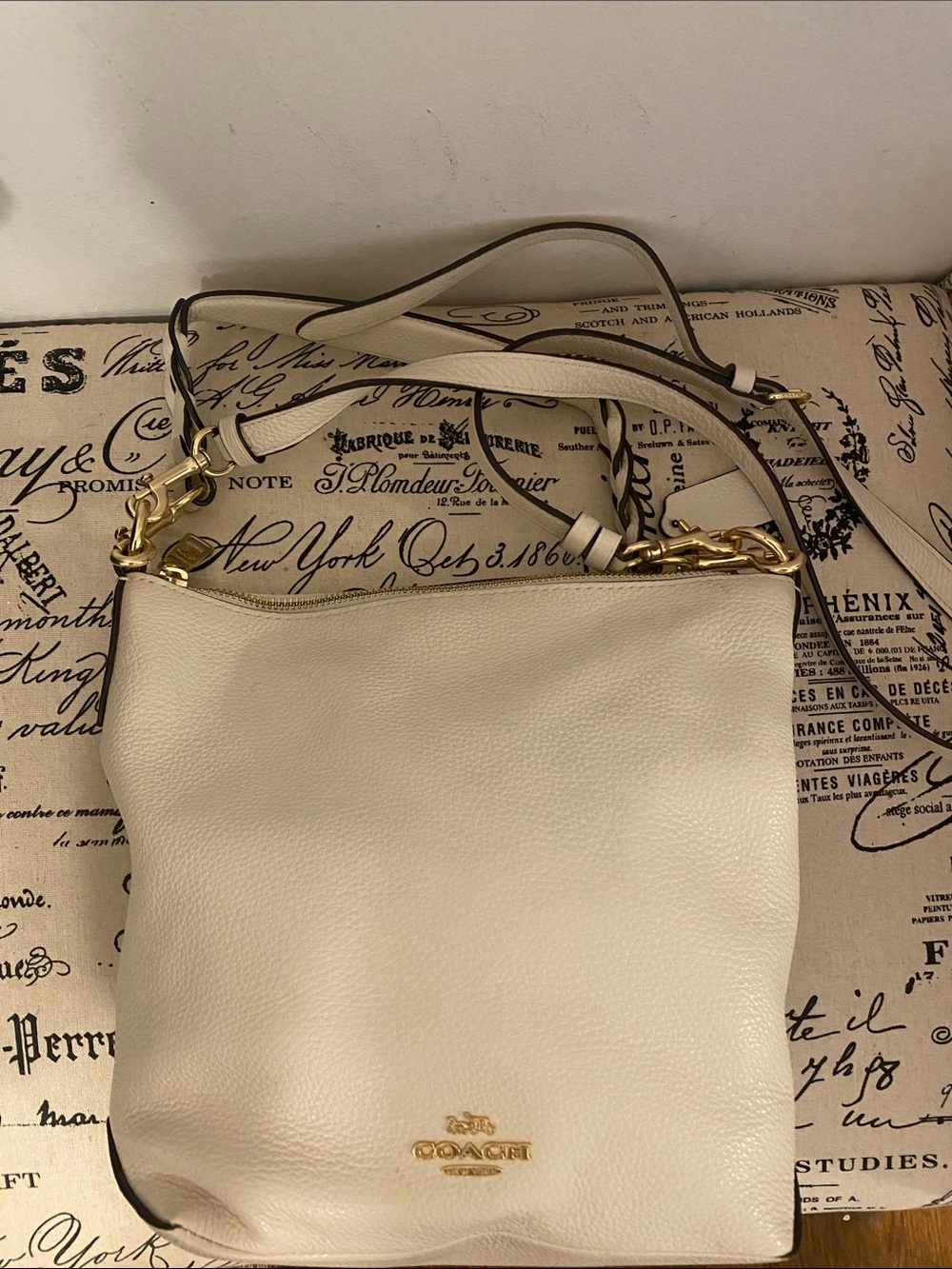 Coach Pebbled Leather Crossbody Bag in Chalk